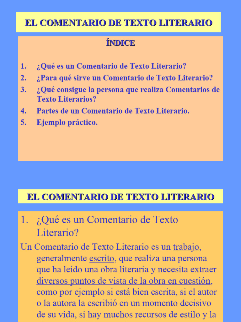 El Comentario de Texto Literario | PDF | Autor