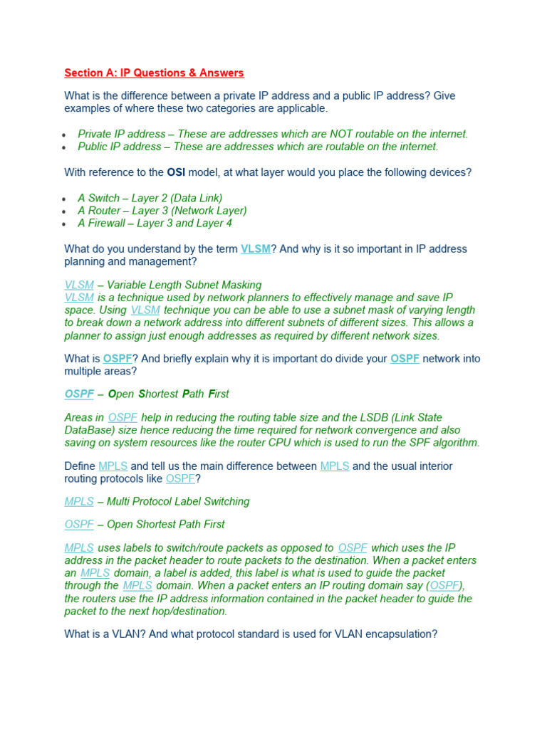 IP and PS Core Interview Q&A Guide | PDF | Networking | Multiprotocol ...