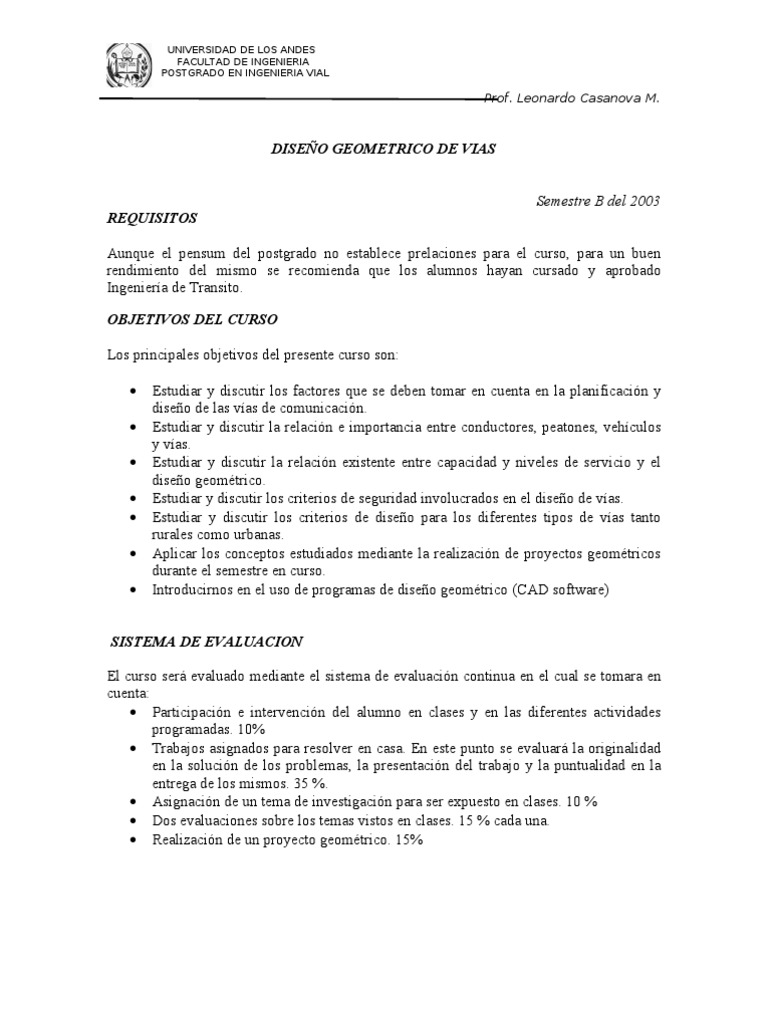 DISEÑO GEOMETRICO DE VIAS - Postgrado | PDF | Calle | Ingeniería