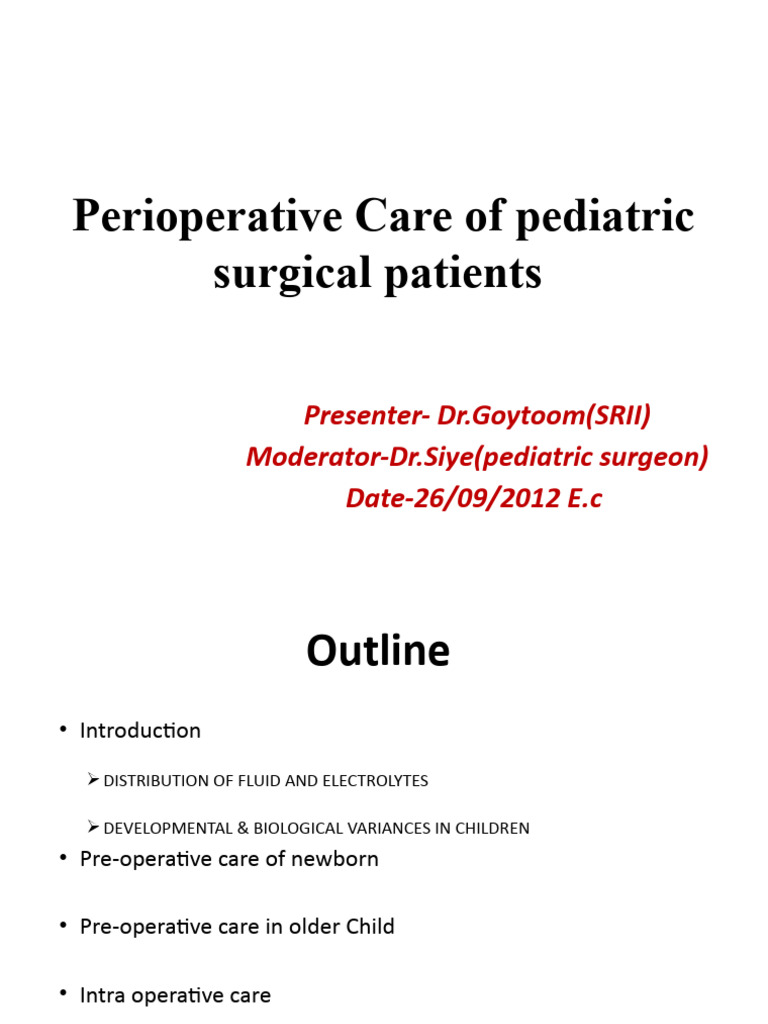 Pediatric perioperative Mx final | PDF | Clinical Medicine | Medical ...