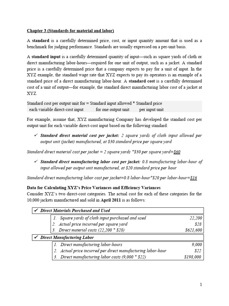 Standards For Material and Labor | PDF | Cost | Labour Economics