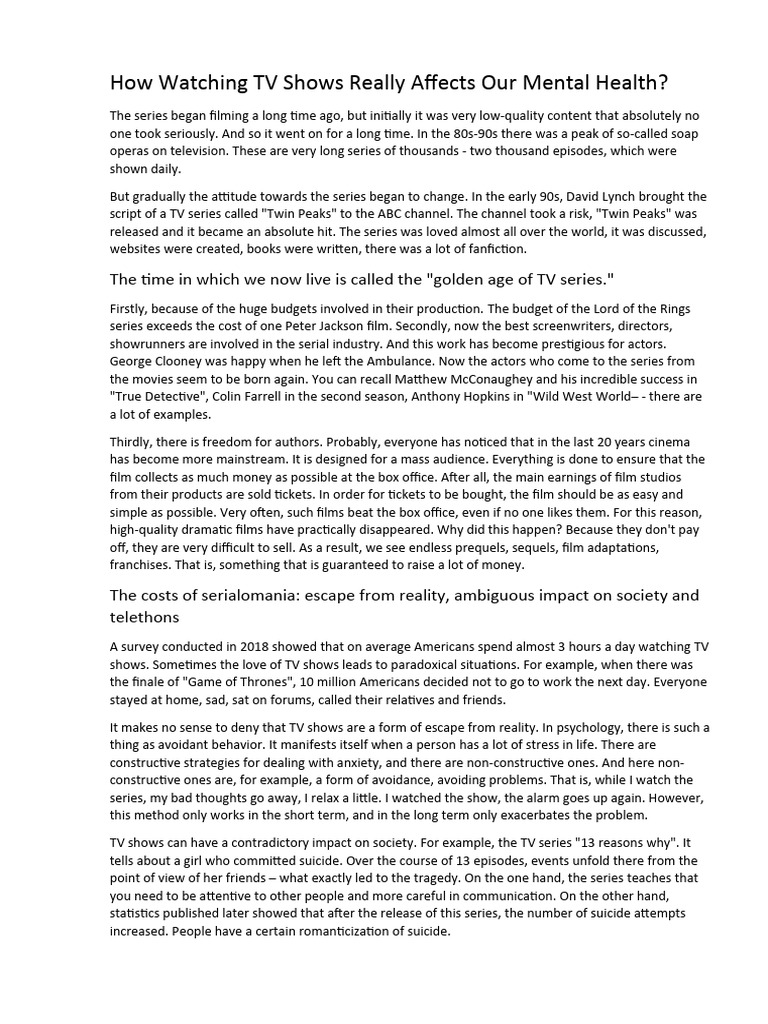 How Watching TV Shows Really Affects Our Mental Health PDF Empathy(00)