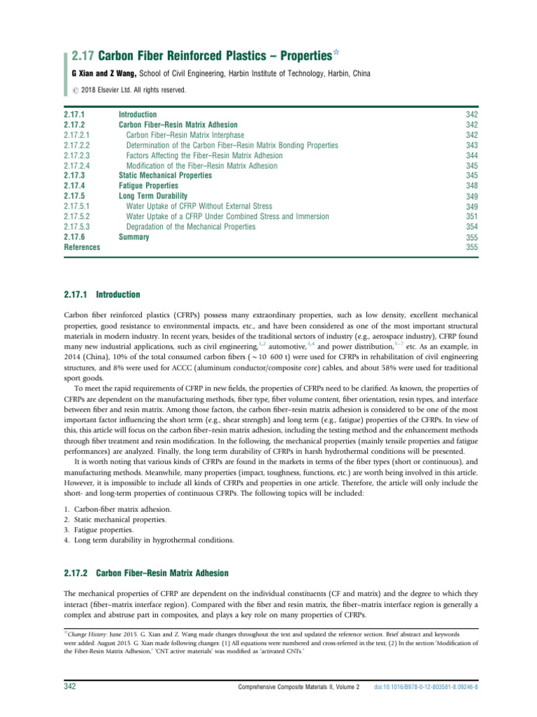 Carbon Fiber Reinforced Plastics - Properties | PDF