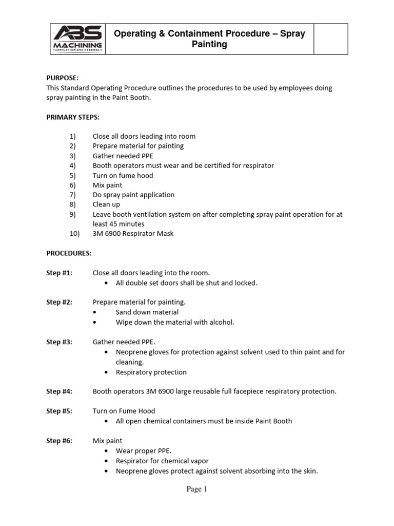 Operating & Spill Containment Procedure Finalized PDF Personal