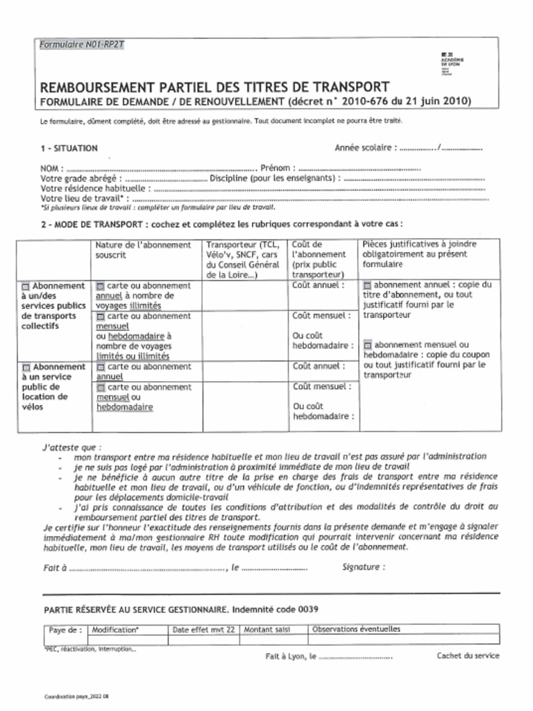 Formulaire Remboursement Partiel Titres de Transport 29932 | PDF