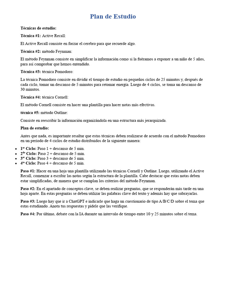 Tecnica de Estudio | PDF | Crecimiento personal y profesional | Informática