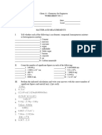 Chemistry Worksheet No.1