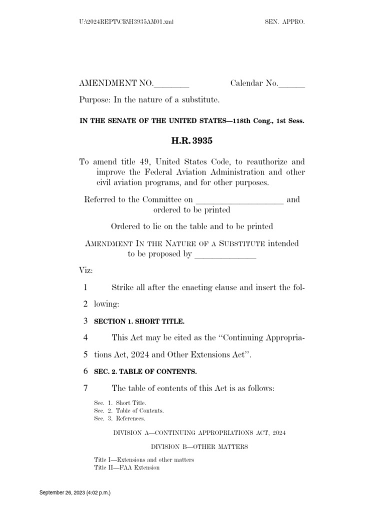 Continuing Appropriations Act 2024 | PDF | Appropriations Bill (United ...