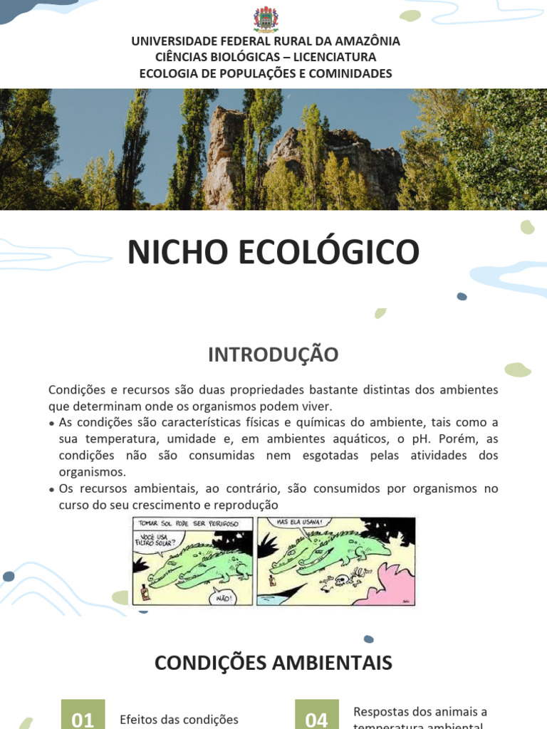 Nicho Ecológico e Recursos Naturais | PDF | Nicho ecológico | Ecologia