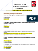 Ficha de Trabalho de Filosofia - Valores e Natureza Dos Juízos Morais