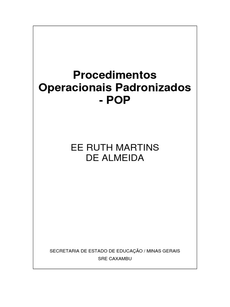 Procedimentos Operacionais Padronizados - POP | PDF | Finanças e ...