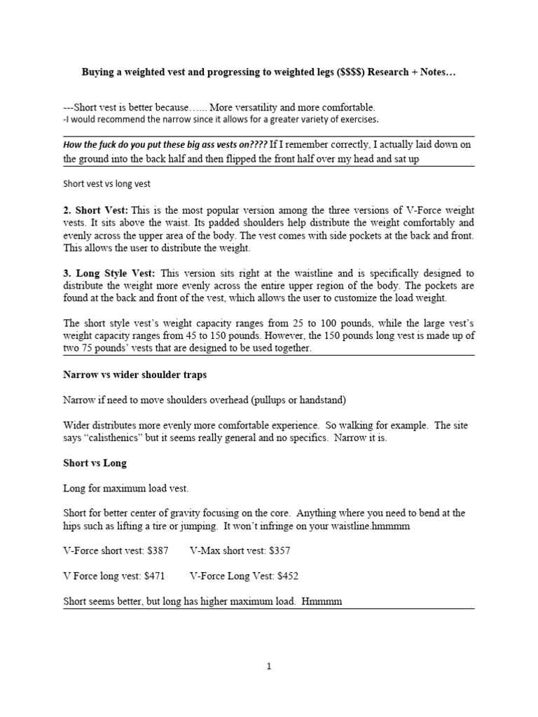 Buying A Weighted Vest and Progressing To Weighted Legs PDF