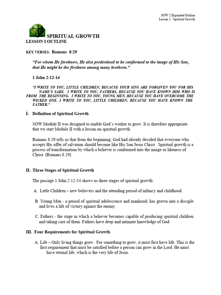 LESSON 1 Sow 2 SPIRITUAL GROWTH | PDF | Paul The Apostle | Jesus