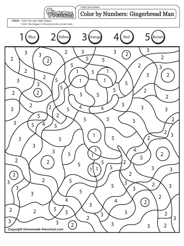 Mw Color by Numbers Gingerbread Man 1 5 PDF