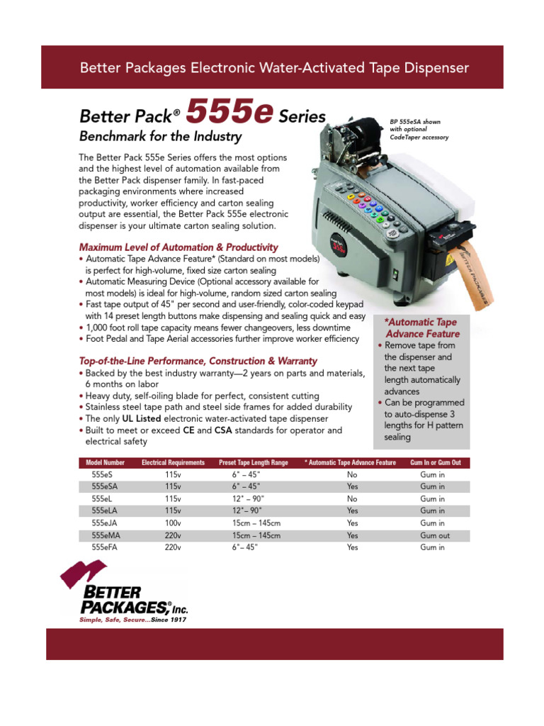 Electronic Tape Dispenser Data Sheet PDF