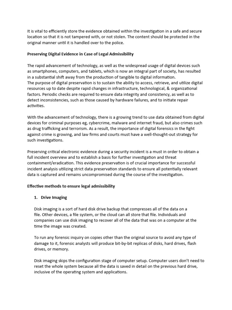 Preserving Digital Evidence in Case of Legal Admissibility PDF