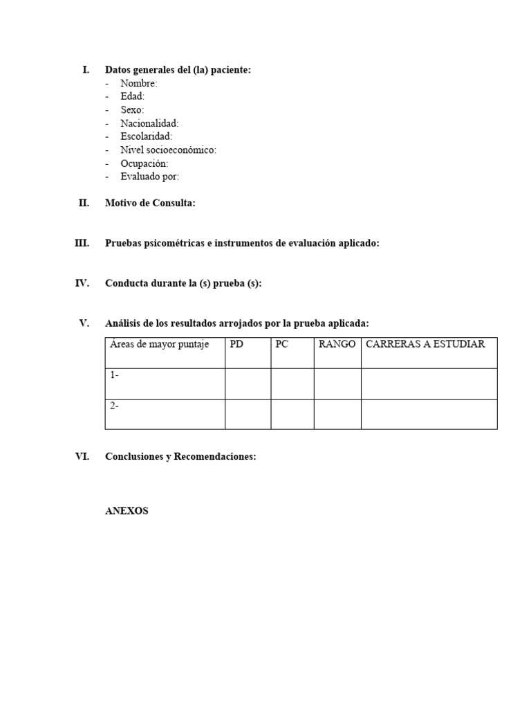 Modelo Informe Test Kuder | PDF
