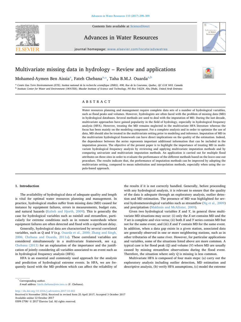 Multivariate Missing Data in Hydrology | PDF | Resampling (Statistics ...