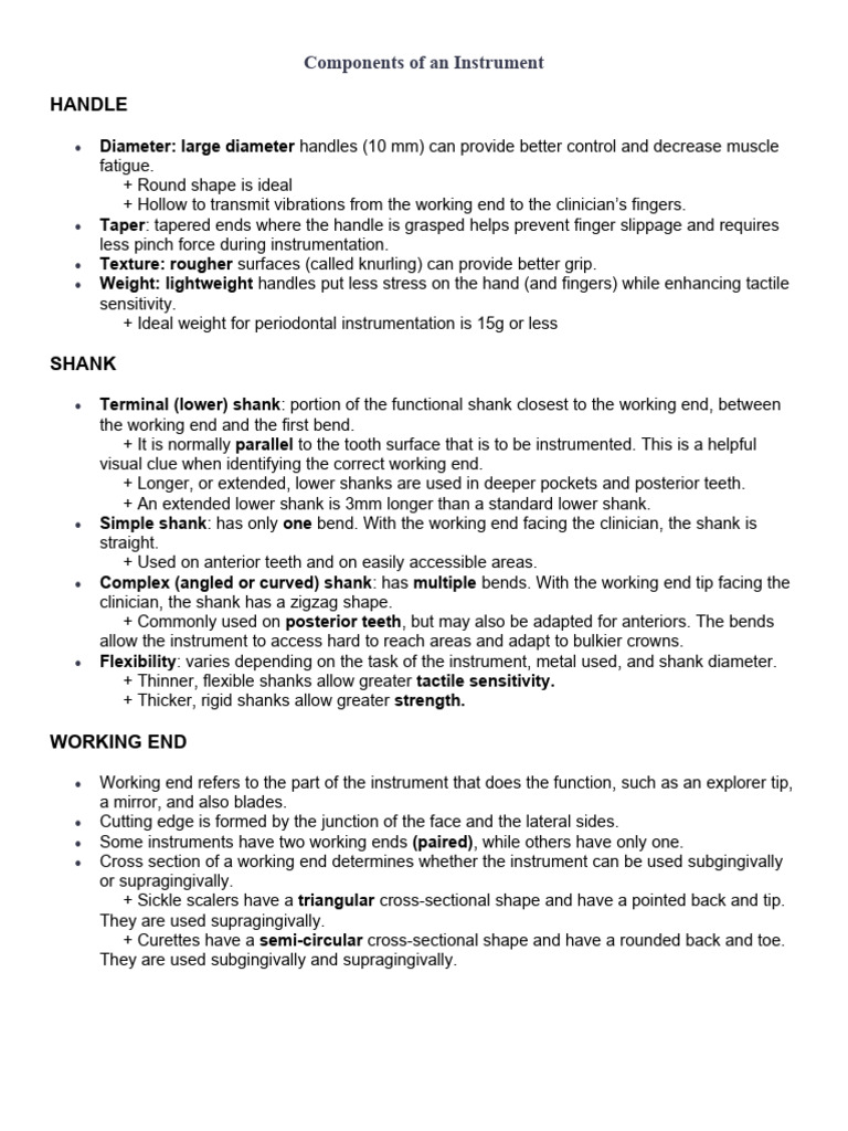 Essential Components of Dental Instruments | PDF | Foreign Language Studies