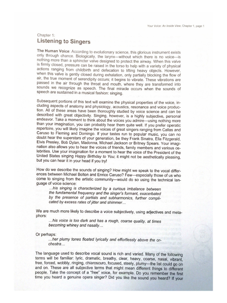 Your Voice An Inside View, Chapter 1, Page ' | PDF