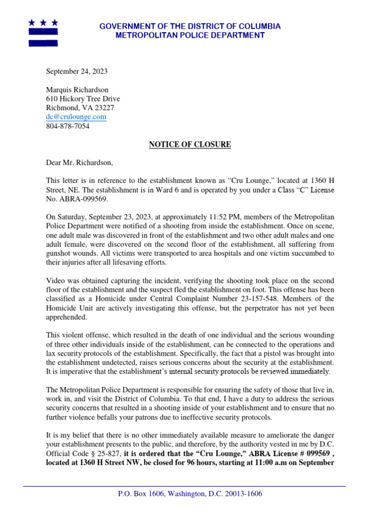 Notice of Closure Cru Lounge OGC Revised | PDF | Social Science