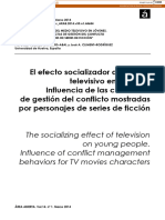 El Efecto Socializador Del Medio Televisivo en Jóvenes. Influencia de Las Conductas de Gestión Del Conflicto Mostradas Por Personajes de Series de Ficción. Yolanda Navarra-Abal y José A. Clime (2014)