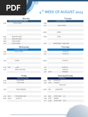 Study Schedule