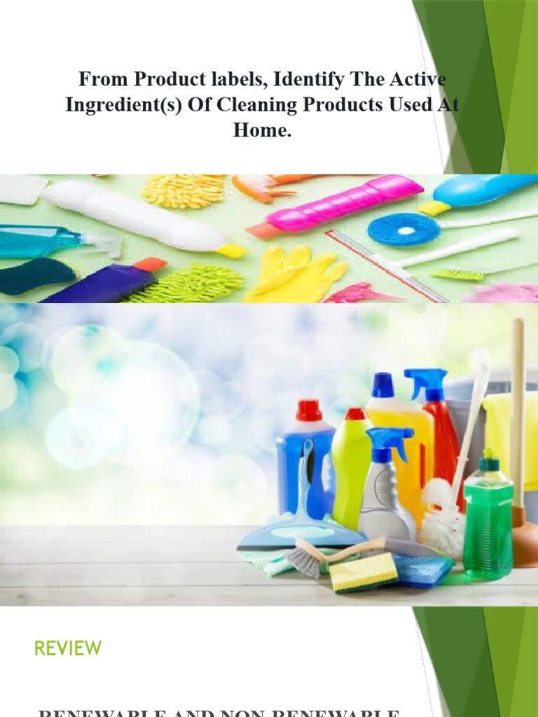 From Product Labels, Identify The Active Ingredient(s) of Cleaning