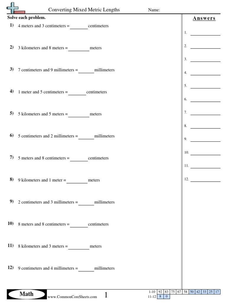 Metric Length Conversion Practice | PDF | International System Of Units ...