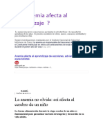 La Anemia Afecta Al Aprendizaje