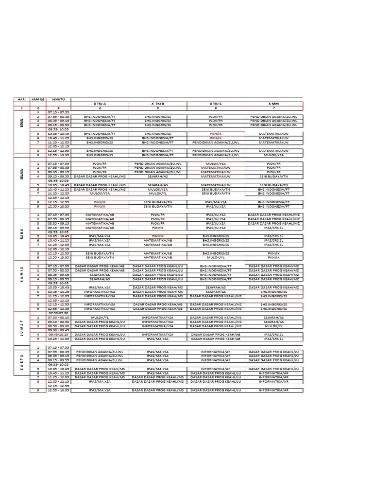 Jadwal Pelajaran Edisi Revisi 23 (1) | PDF