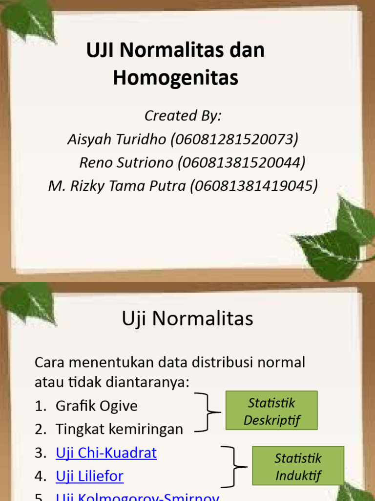Uji Normalitas dan Homogenitas Data | PDF | Metode & Bahan Ajar