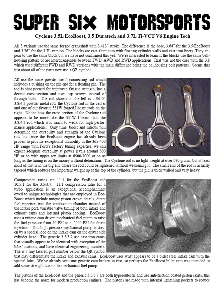 Cyclone V6 Engine Overview and Specs | PDF | Technology & Engineering