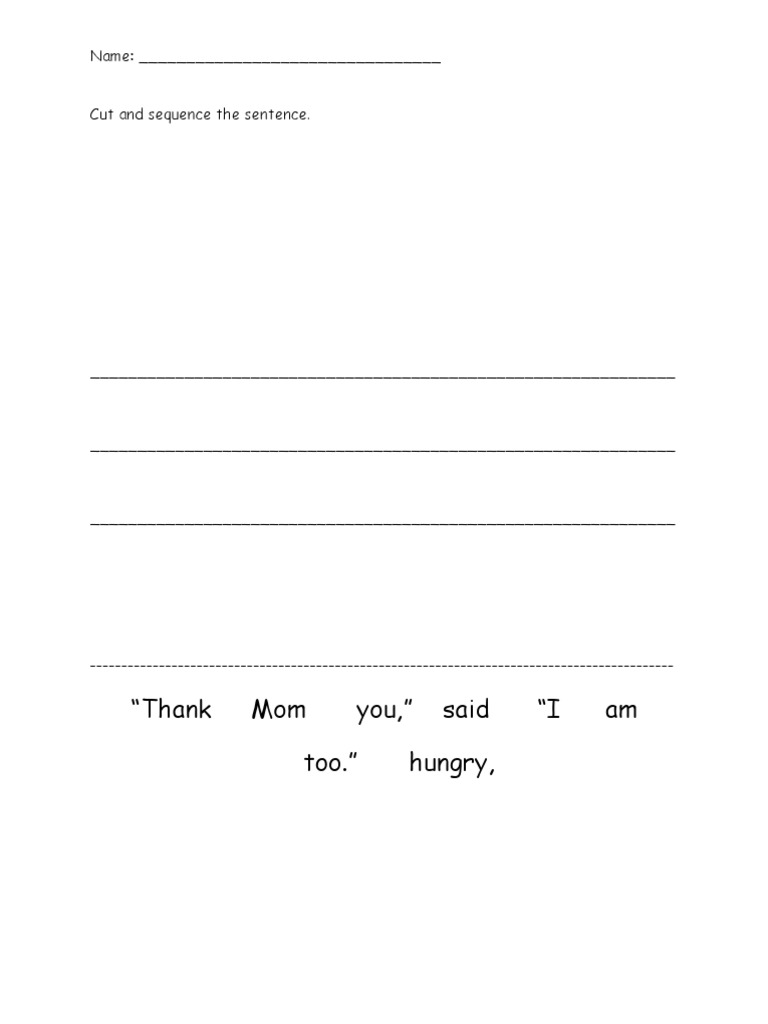 Cut and Sequence The Sentence | PDF