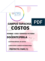 COSTOS. COMERCIO INTERNACIONAL Gisely Espinoza Victorio