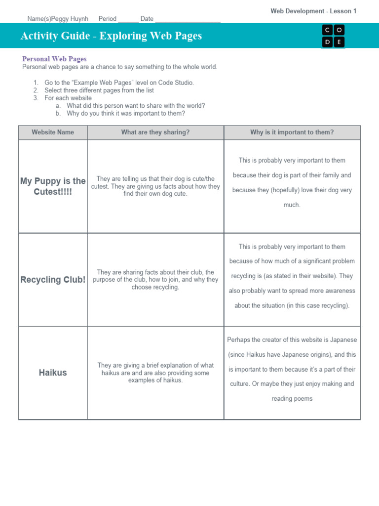 Exploring Personal Web Pages | PDF | Foreign Language Studies