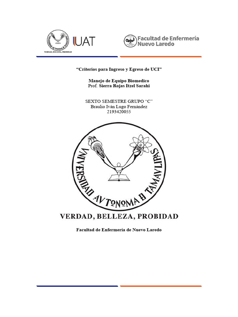 Criterios de I y E de UCI PDF Unidad de Cuidados Intensivos