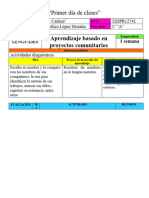 Planeación Por Proyectos. Primer Día de Clases