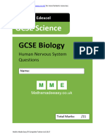 4.5.2 GCSE Biology. AQA OCR EDEXCEL. Human Nervous System Questions