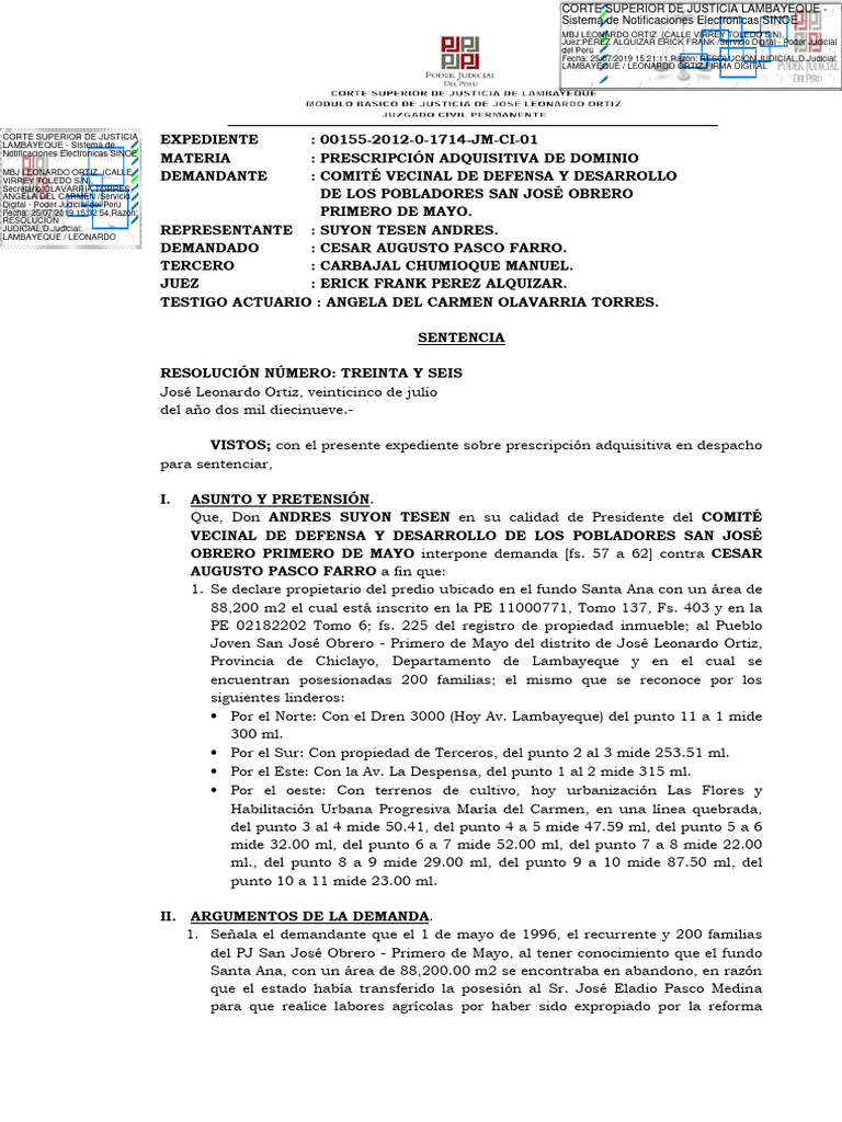 Resolución Número TREINTA Y SEIS - Sentencia | PDF | Propiedad