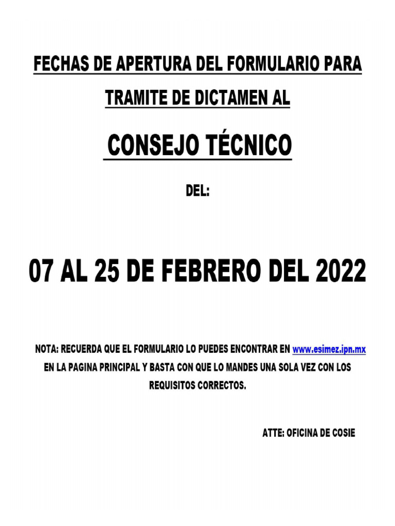 Calendario Consejo Tecnico PDF