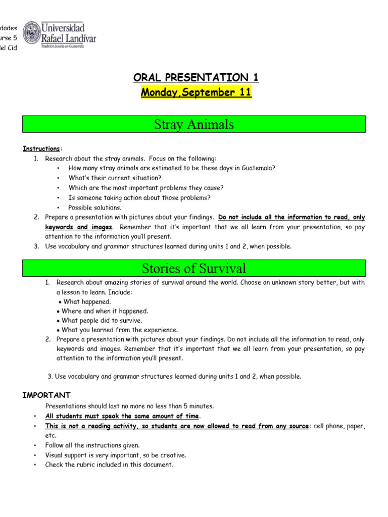 Oral Presentation 1 English 5 | PDF | Learning | Applied Linguistics