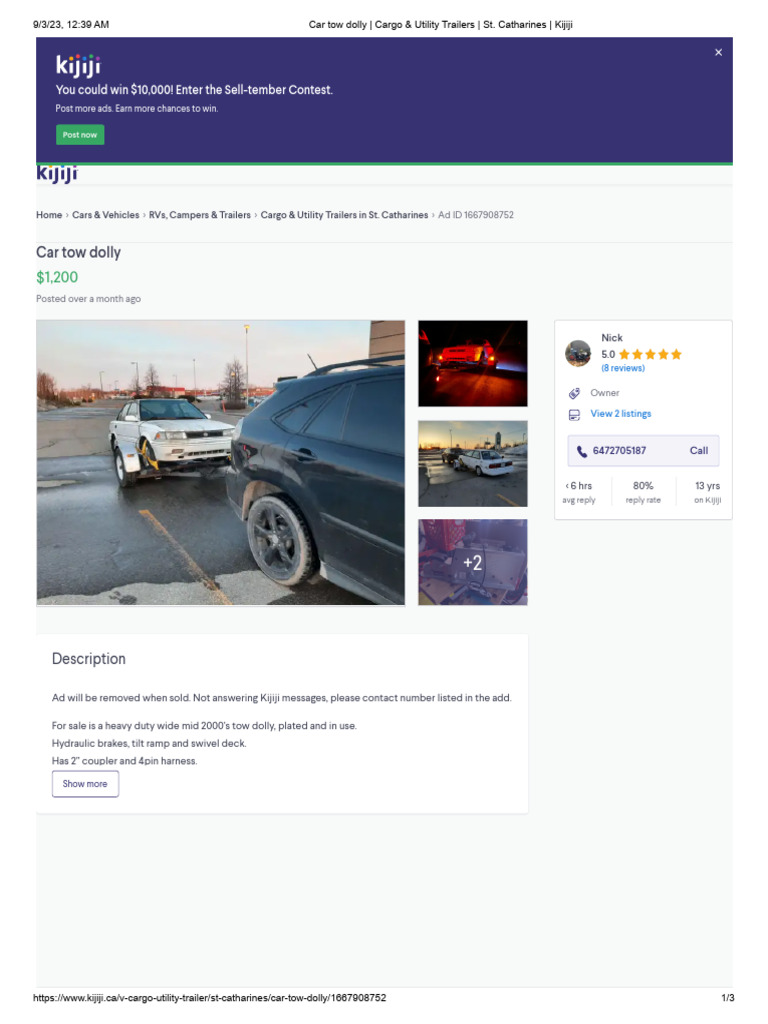 Car Tow Dolly Cargo & Utility Trailers St. Catharines Kijiji