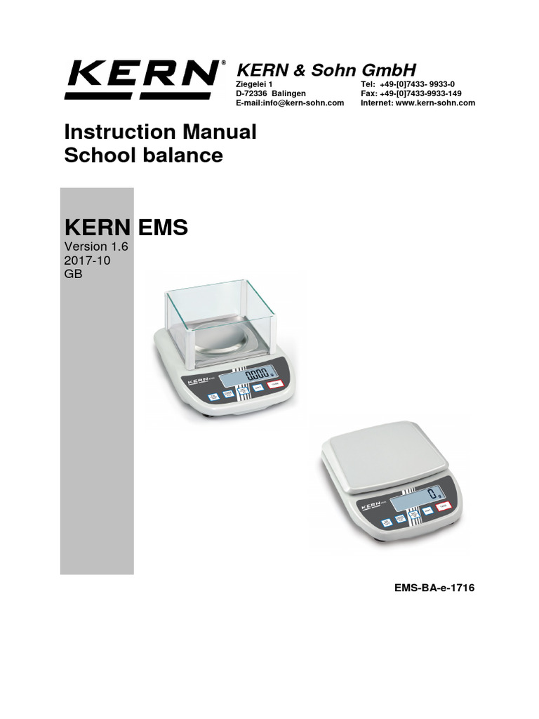Kern Weighing Balance Manual Pdf Weight Weighing Scale