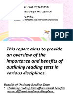 Report For Outlining Reading Text in Various Disciplines.: (English For Academic and Professional Purposes)