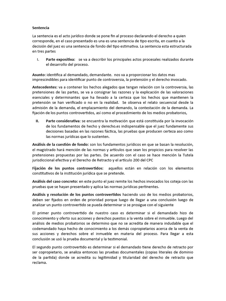 Sentencia Derecho Procesal Civil | PDF