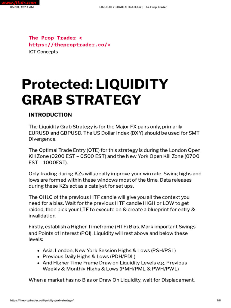Liquidity Grab Trading Strategy Guide | PDF | Private Law | Financial ...