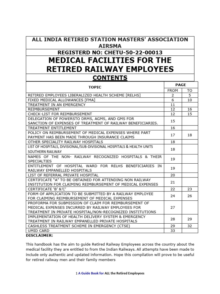 Medical Benefits for Retired Railway Employees | PDF | Hospital ...