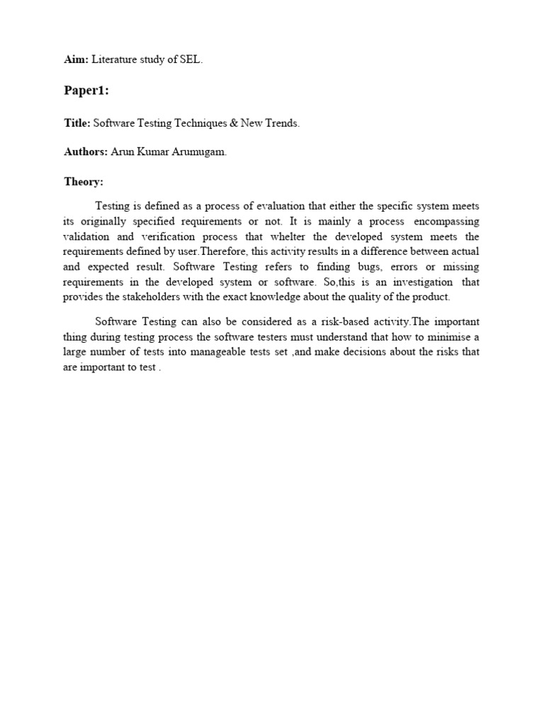 Sel literature survey pdf