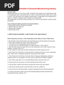 Internal Audit Checklist For Garments Manufacturing Industry